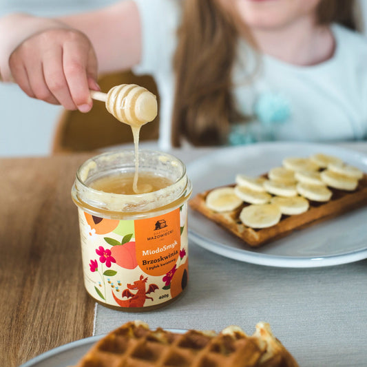 MiodoSmyk z brzoskwinią i pyłkiem kwiatowym